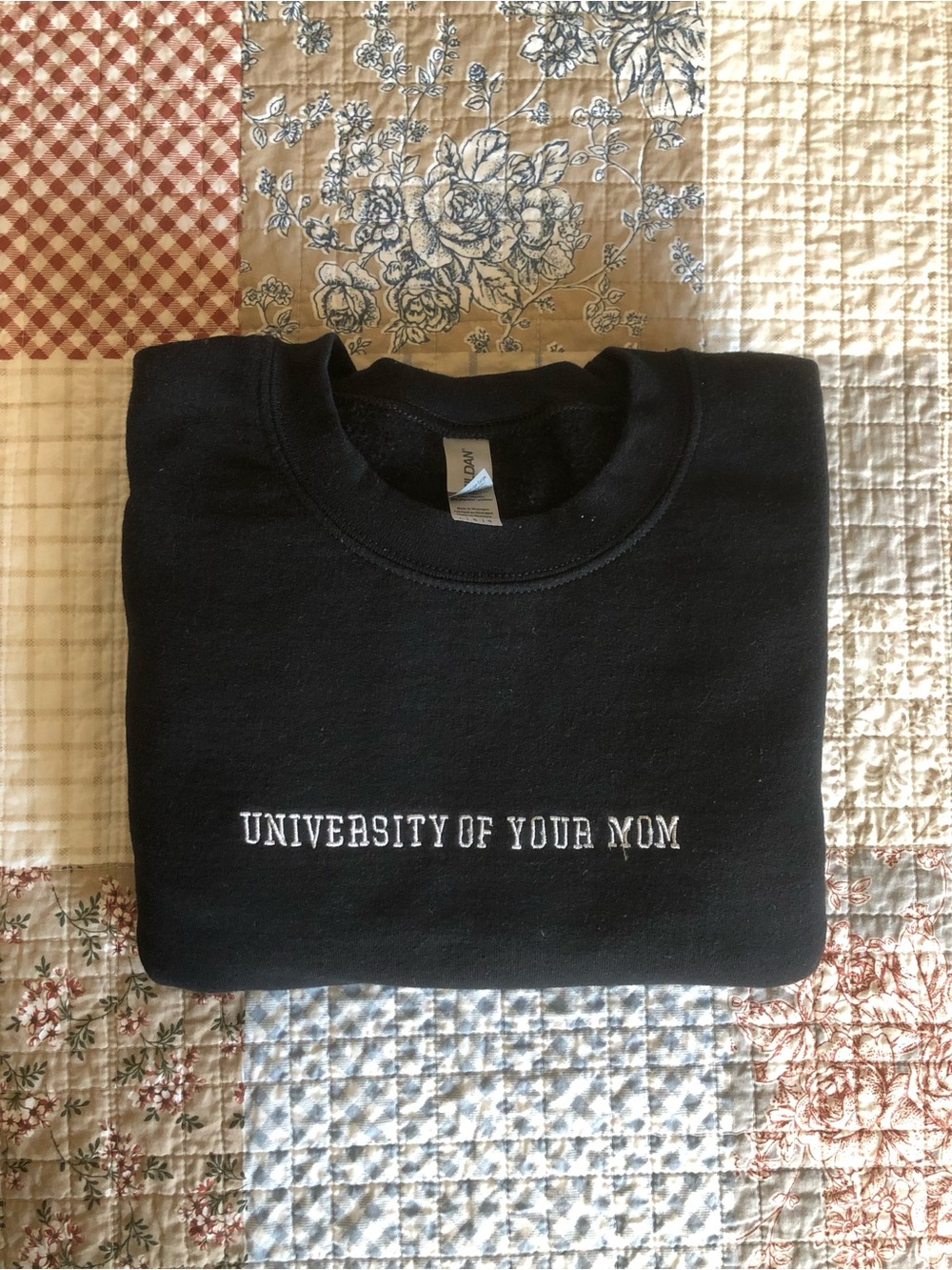 Black Embroidered Crewneck Sweatshirt